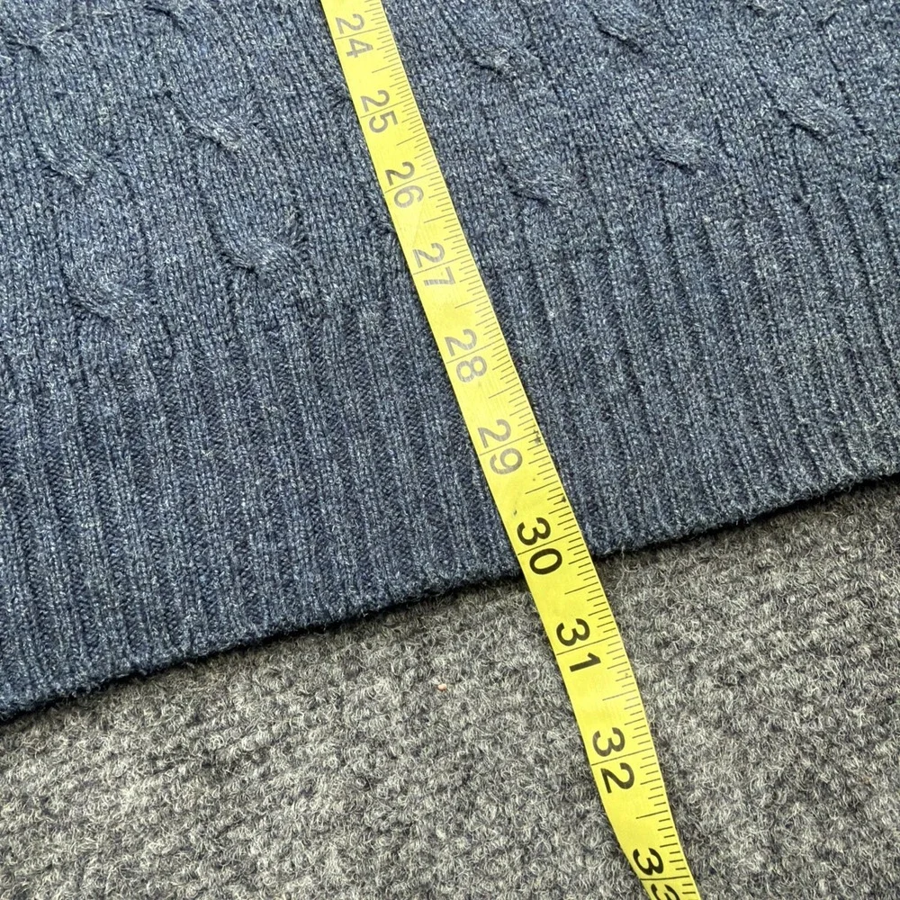 VTG 90's Polo Ralph Lauren SILK Sweater Mens XL Cable Knit Fisherman Blue Rare!